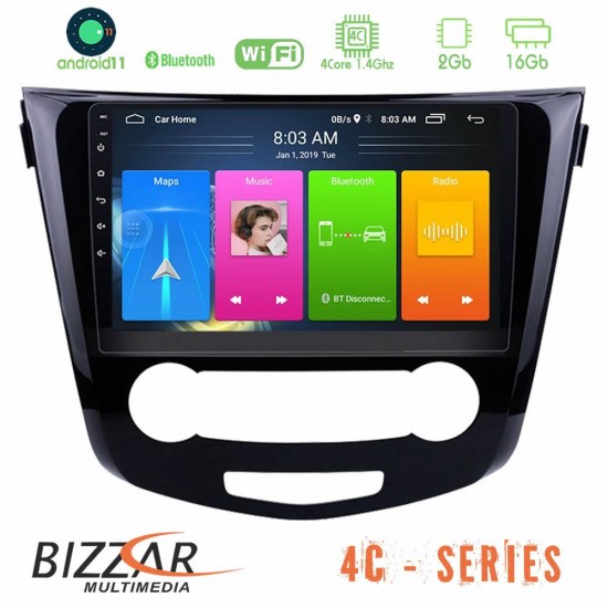 Bizzar Nissan Qashqai J11 (Manual A/C) 4core Android11 2+16GB Navigation Multimedia Tablet 10"