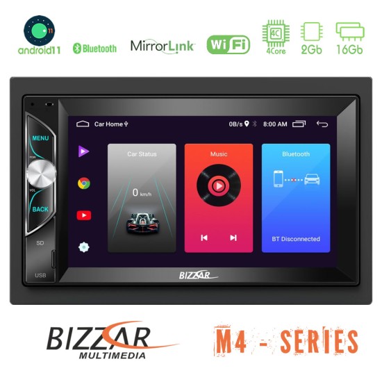 Bizzar 2DIN Deck Android 11 (2+16GB) Multimedia Perfect 2Din Size